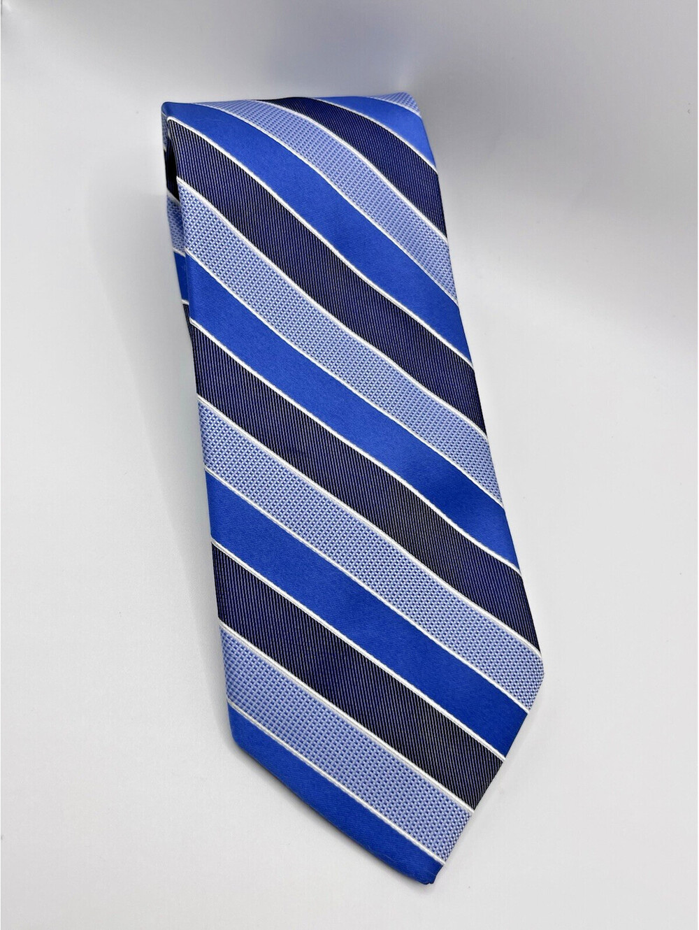 Stafford Tailored Necktie Polyester Blue Stripe Wide  3.5"X58"  T1122.1